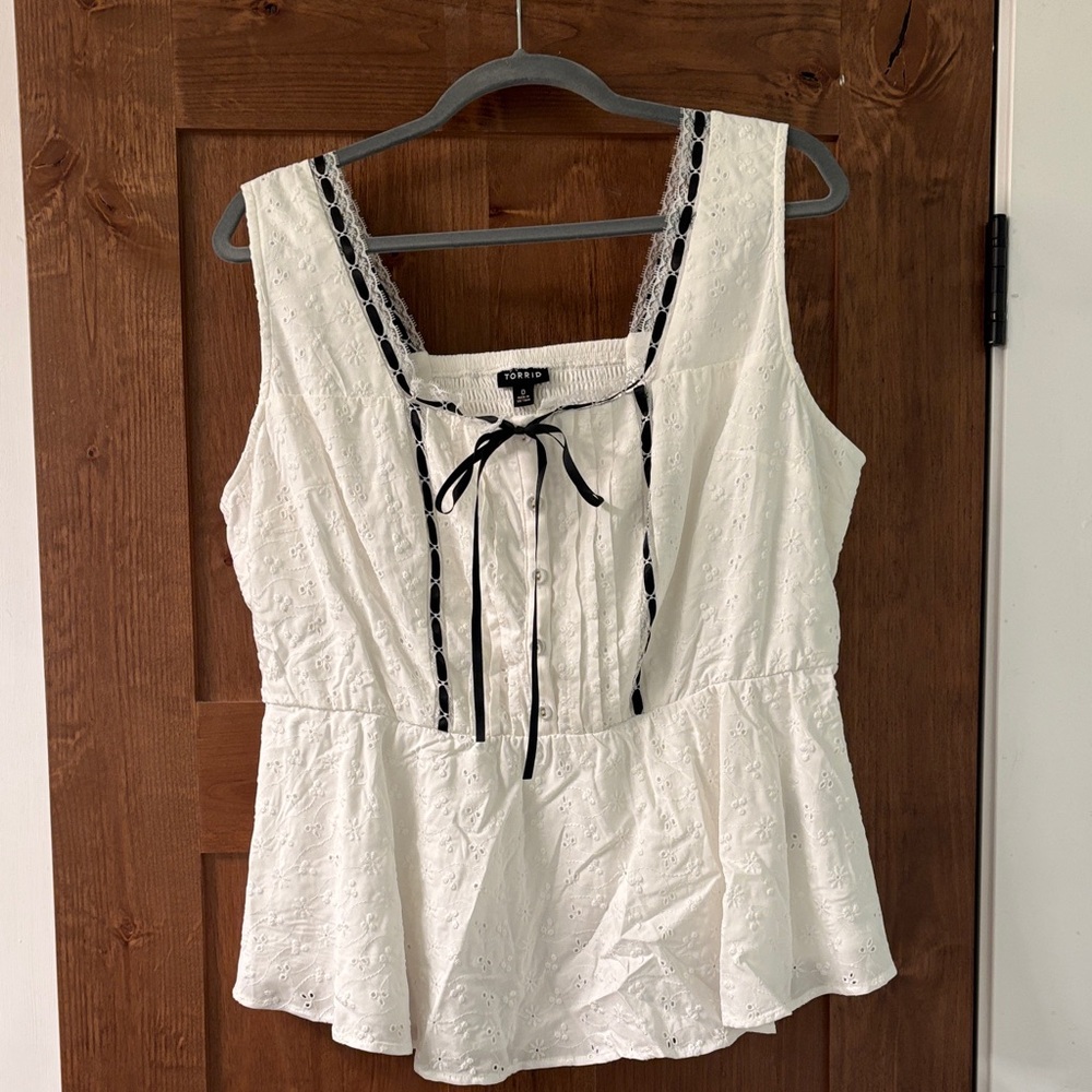 Torrid White Eyelet Sleeveless Top